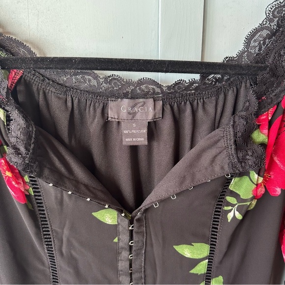 Disney Princess/Garcia Off-The-Shoulder Maxi Floral Dress Corset Floral SZ Small - Picture 6 of 8